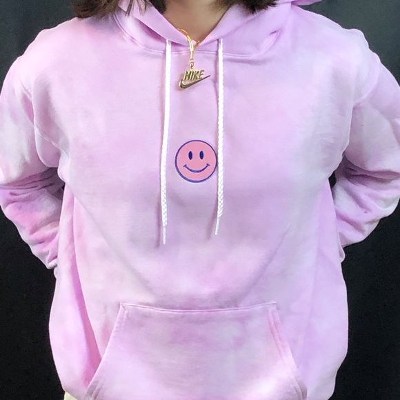 Purple Tie dye smiley face hoodie - Picture 1 of 3
